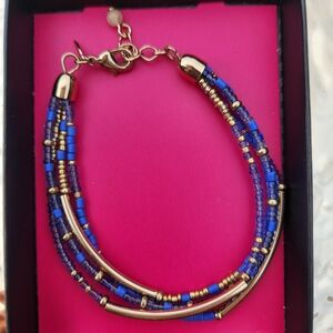 Blue and Gold Beaded Bracelet
